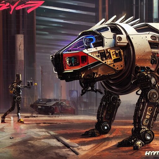 robot hyena, cyberpunk 2 0 7 7 concept art, highly detailed 