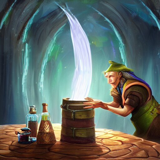 wizard making a potion, digital art, 4 k, fantasy, 