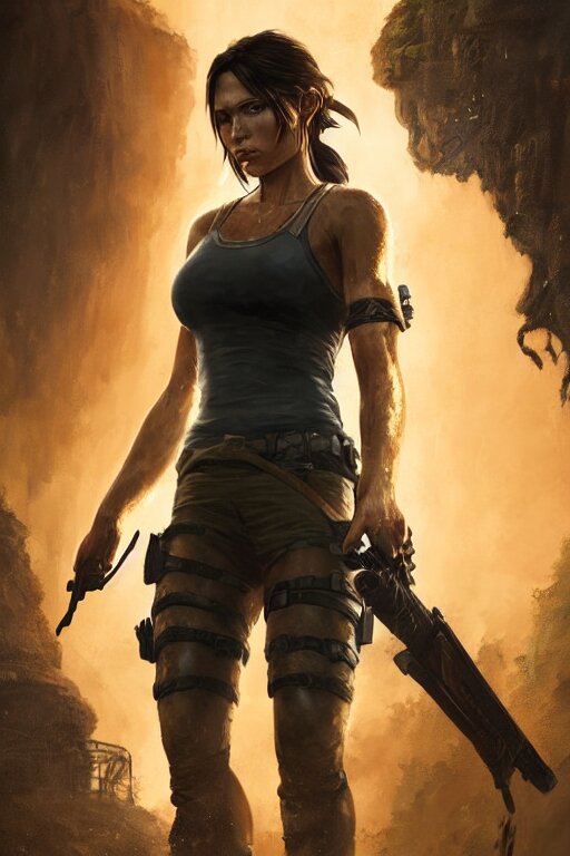 Lexica - A fancy portrait of Lara croft by Greg Rutkowski, Sung Choi ...