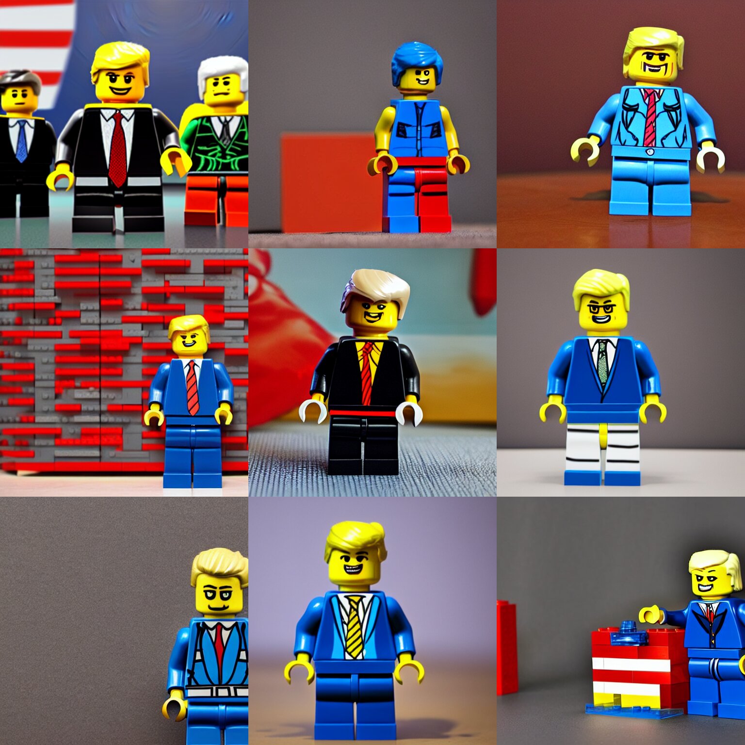 a lego figure of trump, lego background 