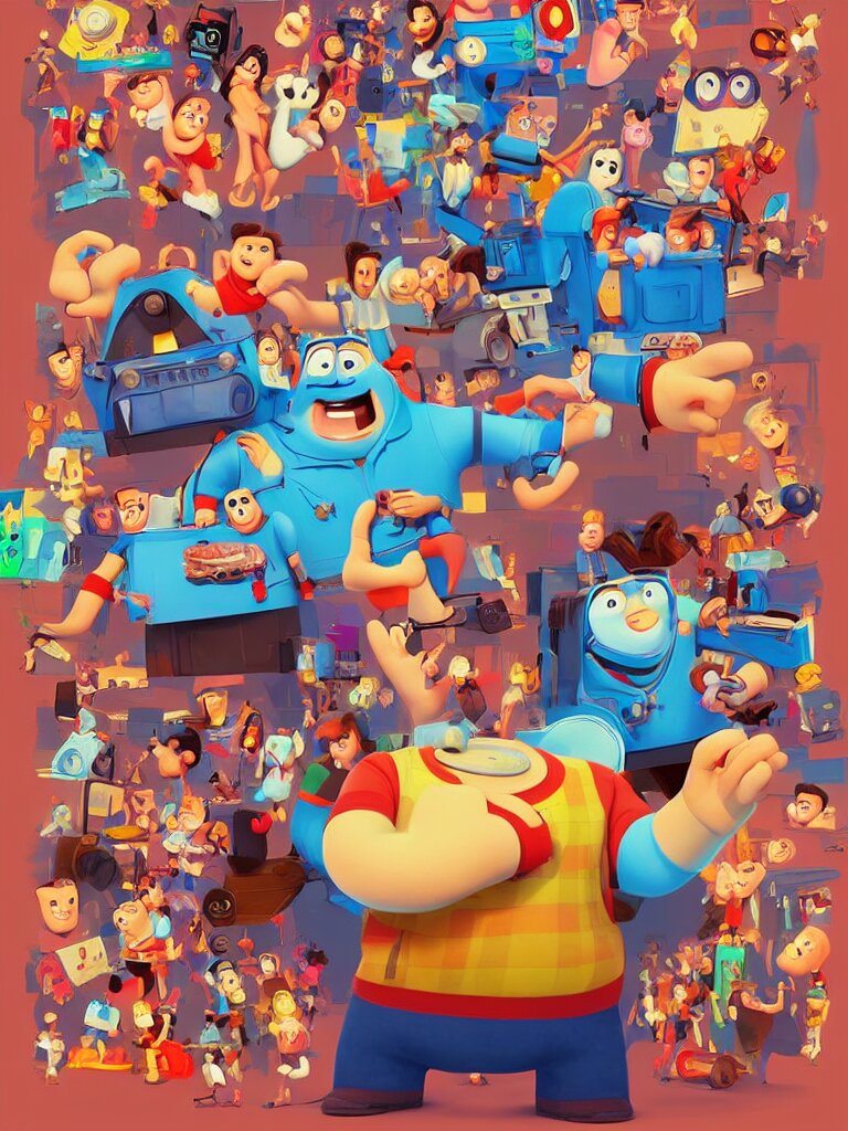 2d character concept of Dysney's Wreck It Ralph and Pixar's Wall-e mix, drawn in the style of classical Disney animation, cell shading, digital painting, Dave Rapoza