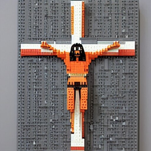 jesus on cross made of lego 