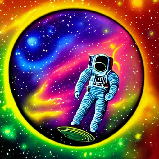 psychedelic astronaut floating in space, very colorful, digital art 