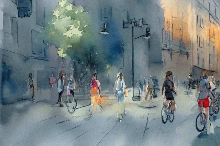 street summer watercolor light color on artstation 