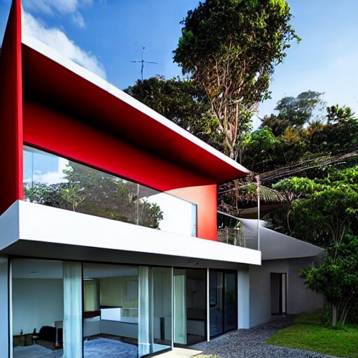 a modern red house in brazil, architecture 