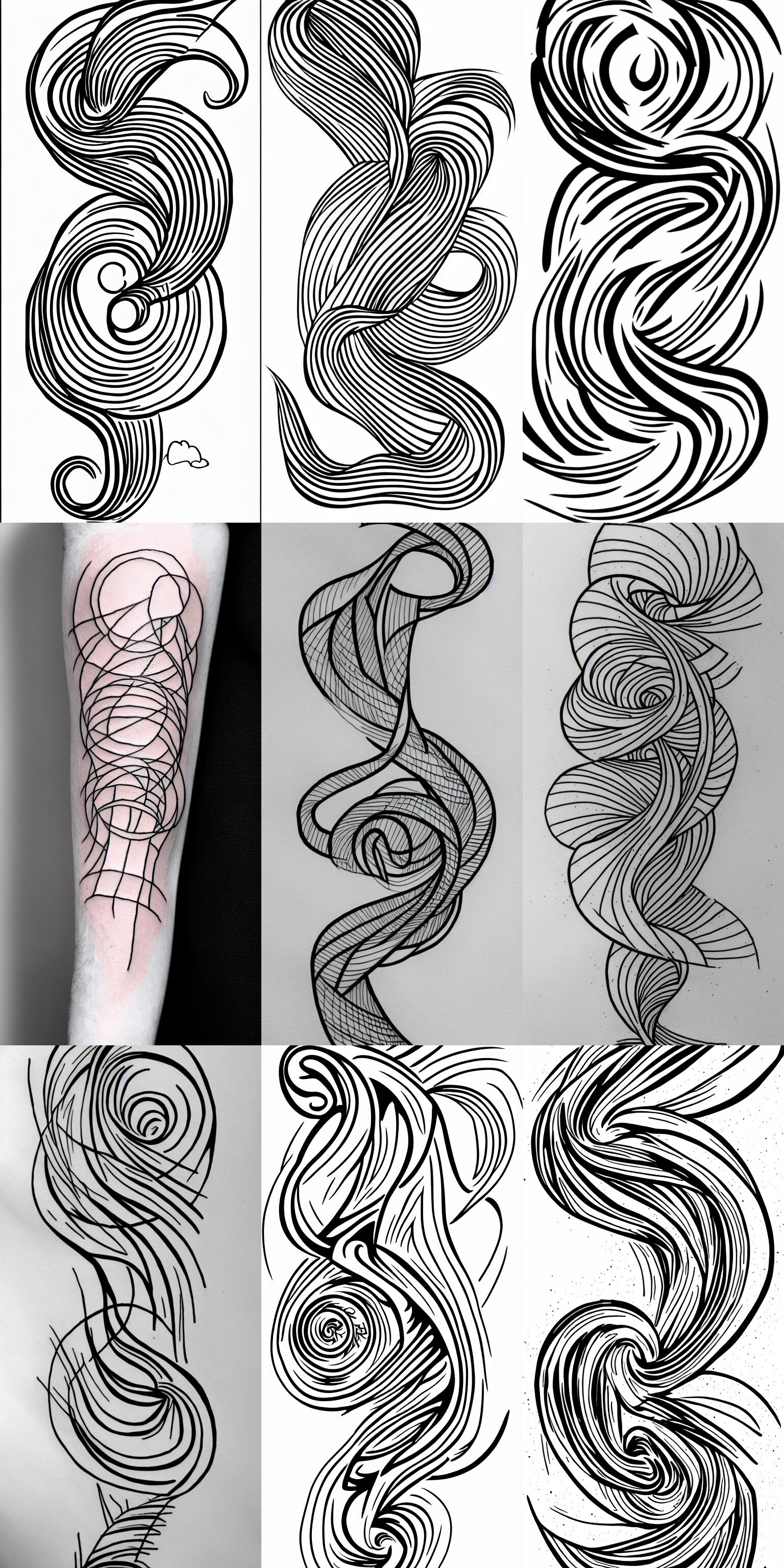 tattoo design. line drawing. Tornado. Simple.