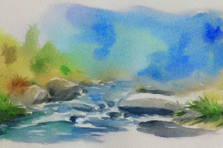 river summer watercolor pen light color on artstation 