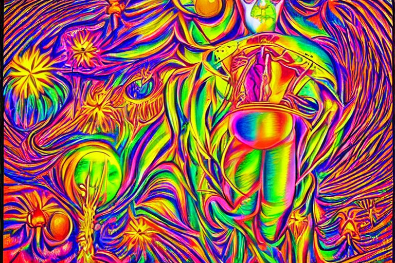 mario tripping on acid by alex grey, psychedelic, vibrant, 