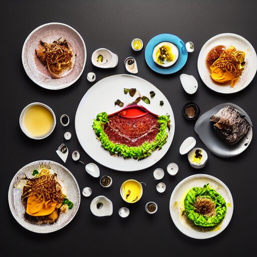 a plate with disgusting, but futuristic food, professional food photography