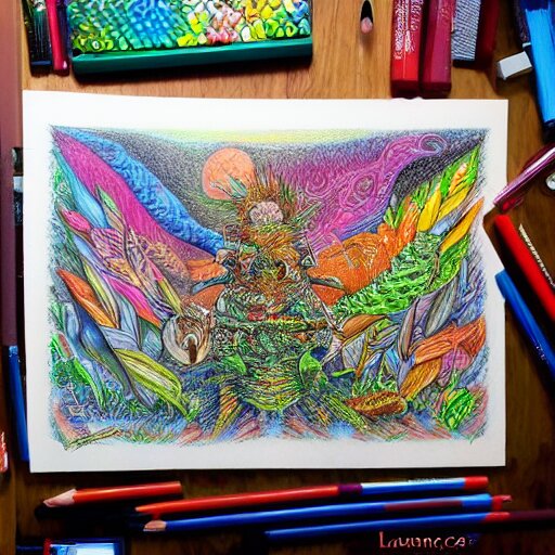  Colored pencil art on paper, Terraria, hyper detailed, artstation, MasterPiece, Award-Winning, Caran d'Ache Luminance