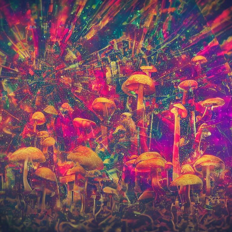 double exposure of dally life, symbols of live, explosion, cyber mushroom city, love is the most relevant theme, love is infinity, love is begin of all, 8 k resolution, artistic mode, artistic, trending on instagram, long exposure, love art, serious, fantasy and dreams vibes, mushrooms style and macro style, colorful picture 