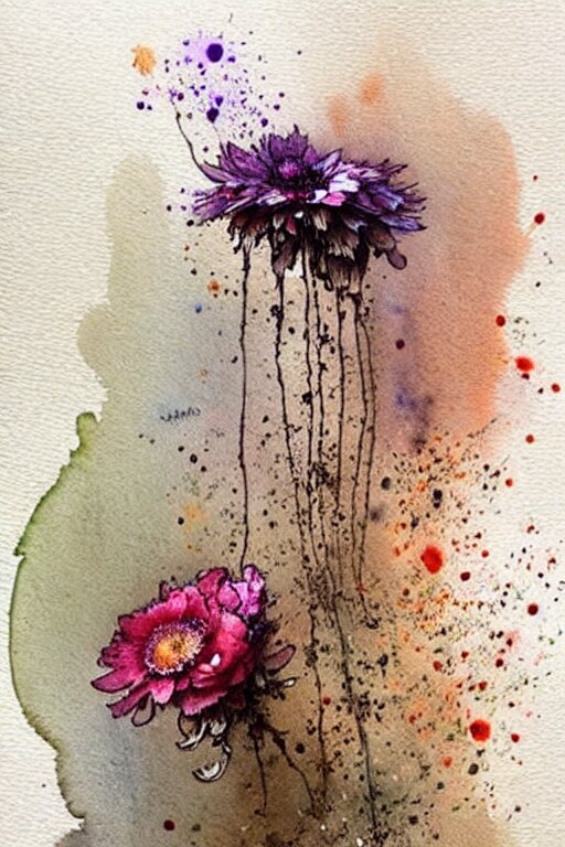 ( ( ( ( ( ( ( ( ( ( loose loose watercolor of flowers painterly, granular splatter dripping. muted colors. ) ) ) ) ) ) ) ) ) ) by jean - baptiste monge!!!!!!!!!!!!!!!!!!!!!!!!!!!!!! 