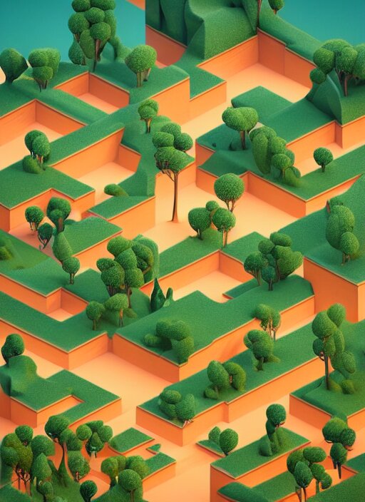 a low poly isometric render of madagascar with baobab trees in the style of monument valley, intricate, elegant, smooth shading, soft lighting, illustration, simple, solid shapes, by magali villeneuve, jeremy lipkin and michael garmash, rob rey and kentaro miura style, octane render, zaha hadid, midsommar 