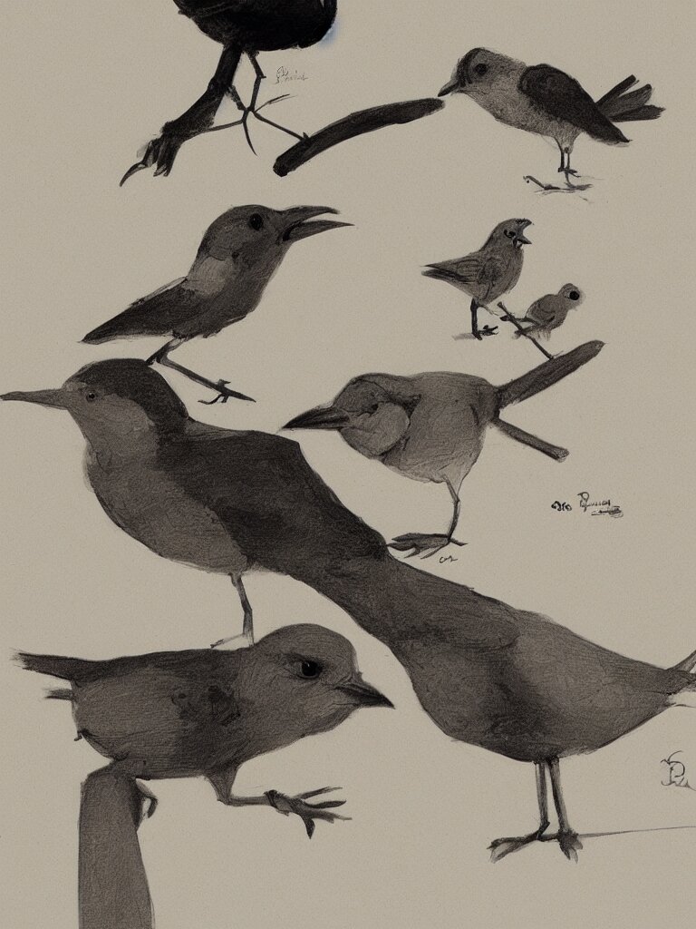 bird and boy sketches by concept artists, blunt borders, rule of thirds, whimsical, light and shadow, backlighting 