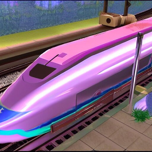 Lexica Girly elevated!! train futuristic bullet train!!, mother of pearl iridescent, style of
