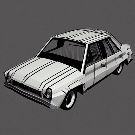 a 3d low poly game object of a retro car