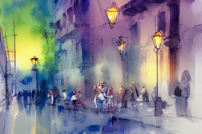 street summer watercolor light color on artstation 