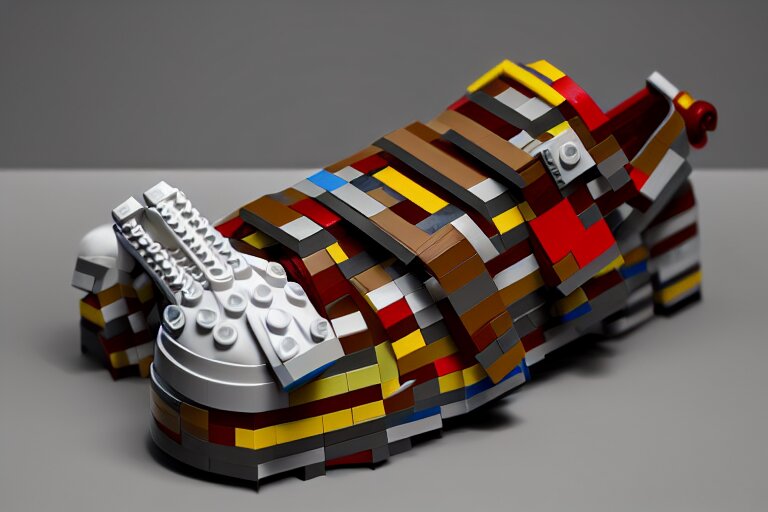 sneaker made out of lego, steampunk, sculpture, cinema 4 d, octane render 