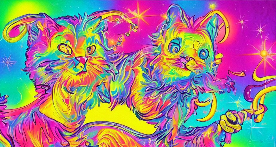 lisa frank painting in the style of bosch 