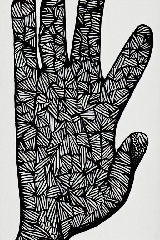 a drawing of a hand with a pattern on it, an abstract drawing by max gubler, instagram contest winner, funk art, childs drawing, art on instagram, myportfolio 