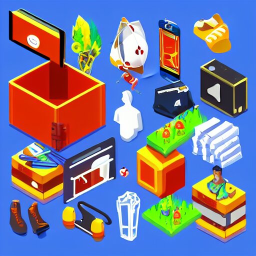 artstation game icon of a soccer lootbox, 3 d, isometric, game, 