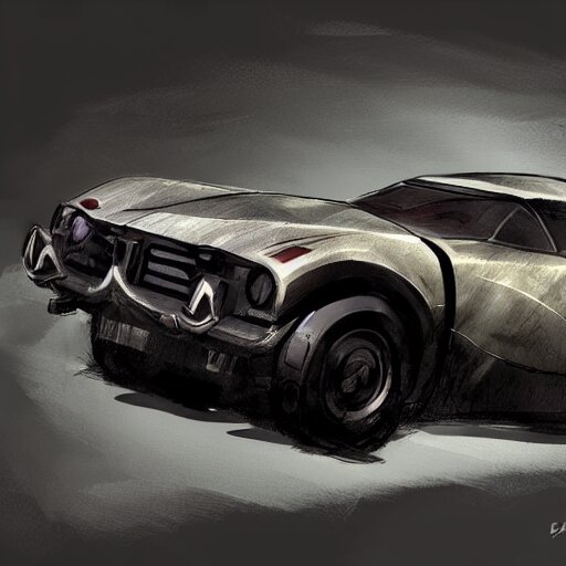 concept art of a car in the style of dishonored game 