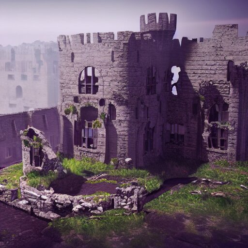 Old ruins of a castle, Fantasy apocalypse environment, digital art, unreal engine 5, 4k