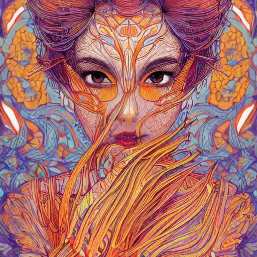 a beautiful woman made up of carrots, an ultrafine detailed illustration by james jean, intricate linework, bright colors, final fantasy, behance contest winner, vanitas, angular, altermodern, unreal engine 5 highly rendered, global illumination, radiant light, detailed and intricate environment 