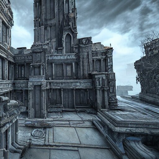 architecture from quake, lovecraftian, liminal space, unreal engine 5, hyper detailed, hyper realistic 