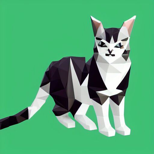 cat, white background, isometric, low poly