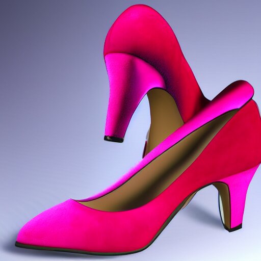 pink suede pumps shoes with slim heels and pointed toes with a happy mickey mouse depicted on it, photorealistic, transluscent, glass, beautiful, architecture, product design, clean, highly detailed, 8 k, ornate detail 