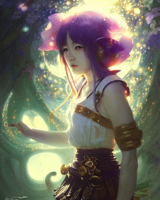 mirei kiritani as anime girl, mushroom kingdom, fantasy character portrait, concept art, sorceress, magical aura, bright, interesting angle, intricate details, highly detailed by greg rutkowski, gaston bussiere, simon bisley 