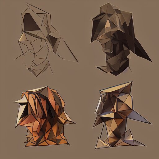 art style consisting of harsh highlights, strong contrasts, flat shading and colouring. polygonal