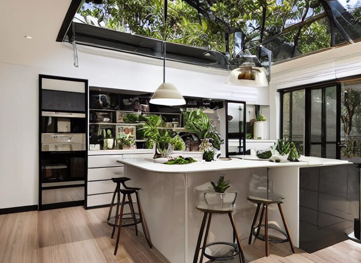 luxurious cannabis kitchen in australian suburban everyday life, charming and tranquil 