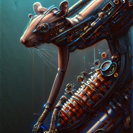 a highly detailed long shot photo of cyberpunk mechanical squirrel character by ayami kojima, beksinski, giger, intricate, digital painting, artstation, intricate, concept art, smooth, sharp focus, illustration 