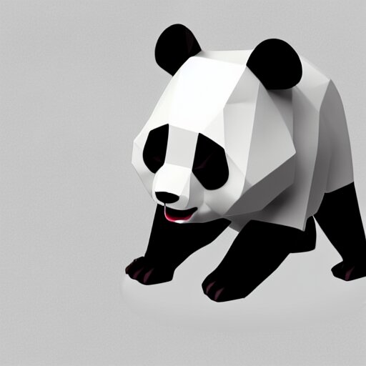  panda, low poly, isometric, 3D render, white background