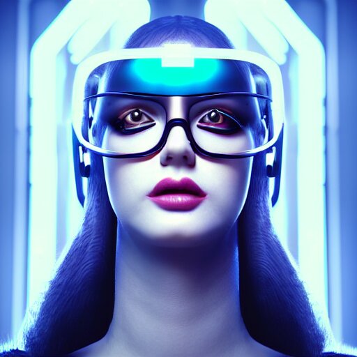 futuristic cyberpunk girl with innovative glasses inspired avant - garde art, deco fashion, highly detailed, photorealistic portrait, bright studio setting, studio lighting, crisp quality and light reflections, unreal engine 5 quality render 