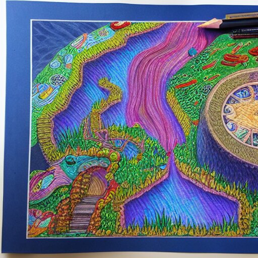  Colored pencil art on paper, Terraria, hyper detailed, artstation, MasterPiece, Award-Winning, Caran d'Ache Luminance