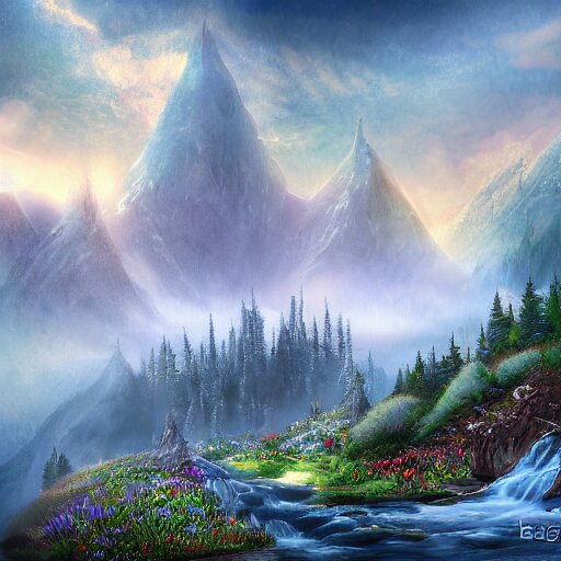 magical academy on a mountain, mist, fantasy, realism, by bagshaw tom 