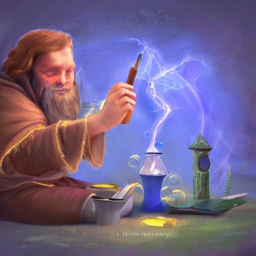 wizard making a potion, digital art, 4 k, fantasy, 