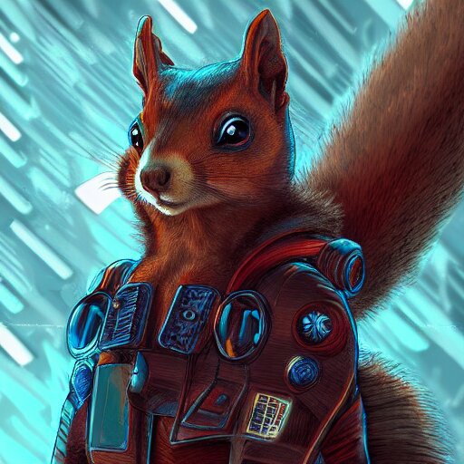 cyberpunk squirrel, cyborg, intricate, digital painting, artstation, intricate, concept art, smooth, sharp focus, unreal engine 