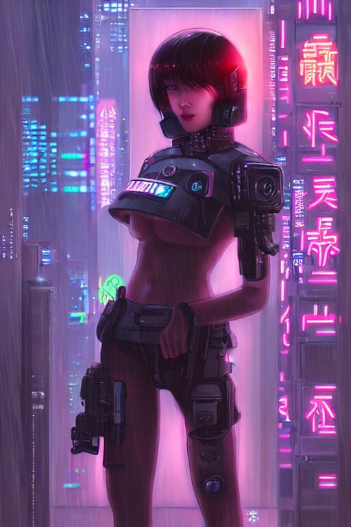 portrait futuristic kawaii cyberpunk female police, in heavy rainning futuristic tokyo rooftop cyberpunk night, ssci-fi, fantasy, intricate, very very beautiful, elegant, neon light, highly detailed, digital painting, artstation, concept art, soft light, hdri, smooth, sharp focus, illustration, art by tian zi and craig mullins and WLOP and alphonse mucha