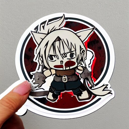 die cut sticker, full metal alchemist al and alphons, splatter paint 