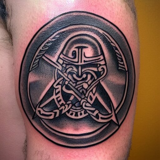 simple tattoo of a viking holding a shield by sailor jerry 