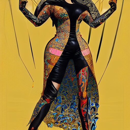 full body long shot of kim kardashian in a futuristic kimono, unreleased character concept art from cyberpunk 2 0 7 7, intricate, elegant, highly detailed, digital painting, artstation, concept art, smooth, sharp focus, illustration, art by artgerm and greg rutkowski and alphonse mucha 