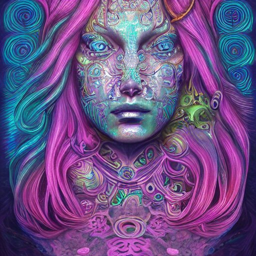 An extremely psychedelic portrait of deep sea goddess, surreal, LSD, face, detailed, intricate, elegant, lithe, highly detailed, digital painting, artstation, concept art, smooth, sharp focus, illustration