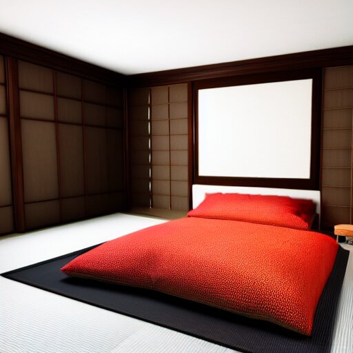 still photo of a japanese master bed room, highly detailed, photorealistic portrait, bright studio setting, studio lighting, crisp quality and light reflections, unreal engine 5 quality render 