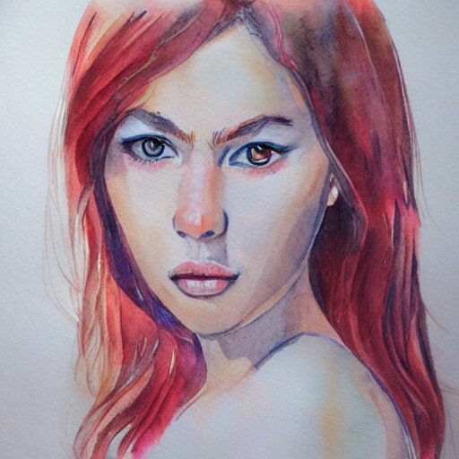 water color on paper, gemini girl portrait, highly detailed, artstation, masterpiece, award - winning, 