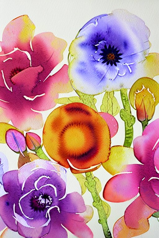 loose watercolor flowers by prafull sawant and michał jasiewicz and eudes correia 