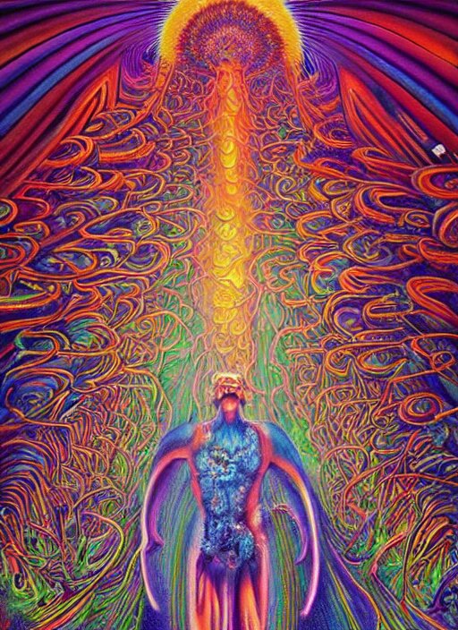 incredible ultra dimensional psychedelic experience time, while tripping on dmt, energy waves, trippy melting eyes, overwhelming psychosis of self - realization and burning awakening, masterpiece composition, by barclay shaw, louis dyer, pablo amaringo 